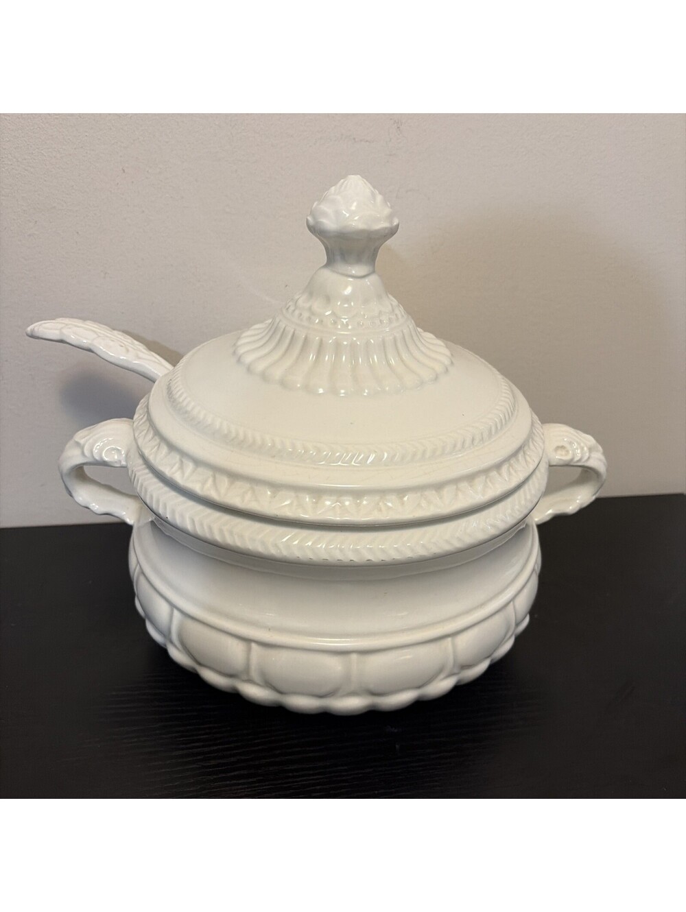 Renaissance White Oval Soup Tureen With Spoon USA Made